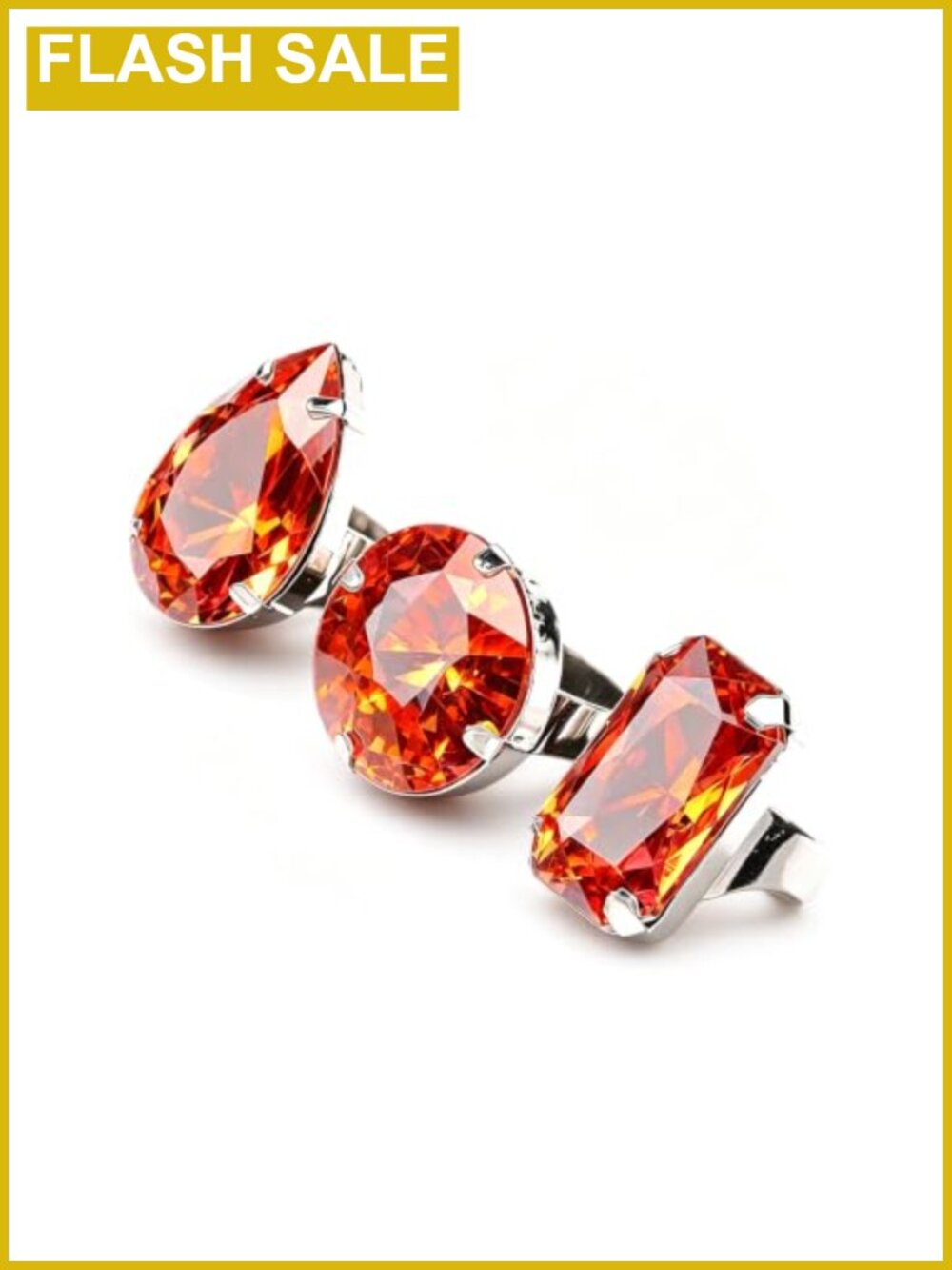 Chunky Rhinestone Statement Rings Stackable Crystal Cocktail Ring Set for Women